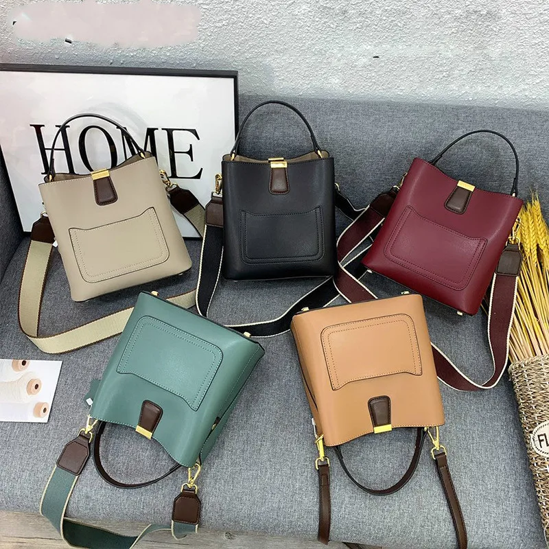 

Split Leather Women Bucket Bag Luxury Brand Design Women Leather Shoulder Bag Small Lady Crossbody Bag Mini Female Totes Handbag