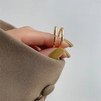 modern jewelry womens french style simple square ring personality design copper crystal finger ring for girls gifts
