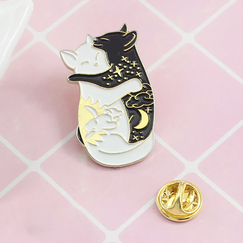 Трендовая Милая заколка с отворотом и эмалью для кошек черная темно-животное