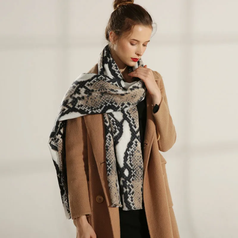 Зимний женский шарф со змеиным принтом пашмины Para Mujer Cachecol Feminino Inverno Szalik Damski шарфы
