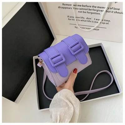 

Stitching Candy Color Sweet Shoulder BagWomen MINI Macaron Messenger Bag PU Ladies Cosmetic Bag Women Young Girl Package