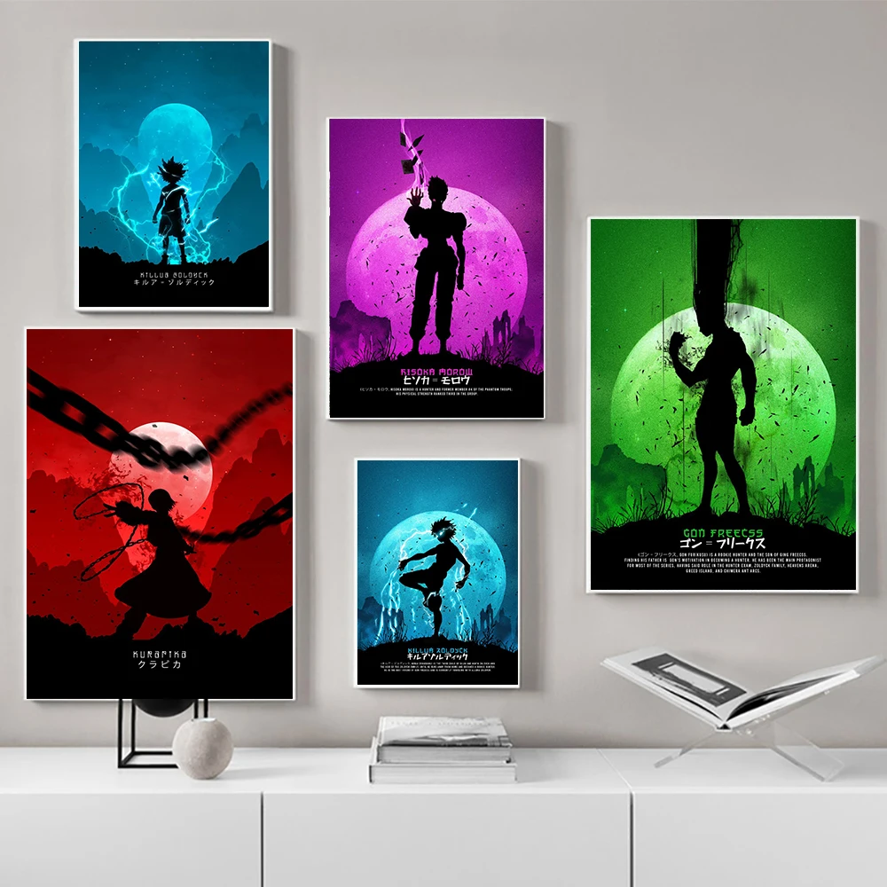 Japanese Anime Hunter X Poster Killua Zoldyck Kurapika Gon Freecss Hisoka Wall Art Decor Canvas HD Painting Decoration | Дом и сад