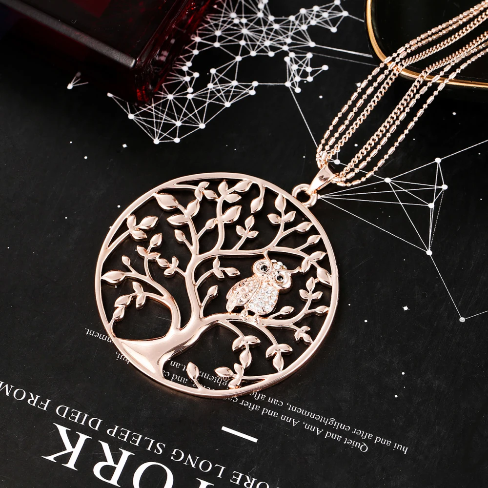 Цепочка с подвеской в виде совы Женская длинная Многослойная цепь золотистого и