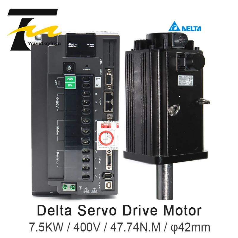 

WaveTopSign Delta Servo Motor kit 7.5kW Servo Motor Kits ASD-A2-7543-M+ECMA-L11875R3 ASD-A2-7543-E ASD-A2-7543-L 400V 47.74N.M