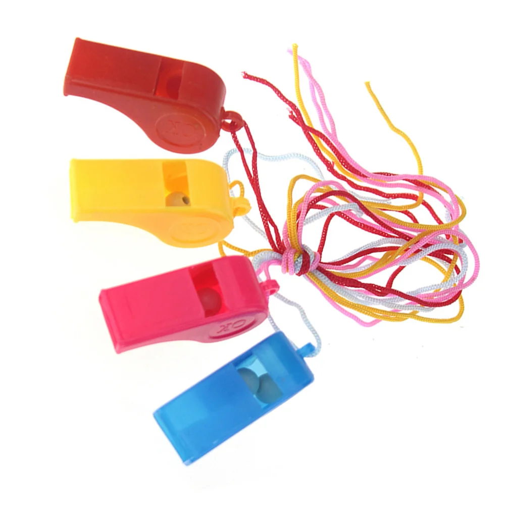 

72 Pcs ABS Sport Game Whistles Cheering Lifeguard Whistle Hanging Keychain Lanyard Keychain for Kids Outdoor Camping Hiking (Mix