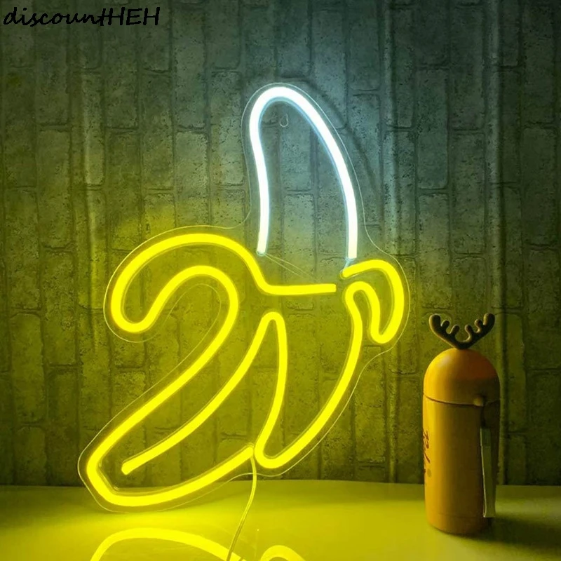 Bananeira em Forma de Néon Luzes de Néon Luzes para Sala Sinais Arte Parede Decorativa Usb Crianças Quarto Presente Aniversário Festa Barra Decoração Led
