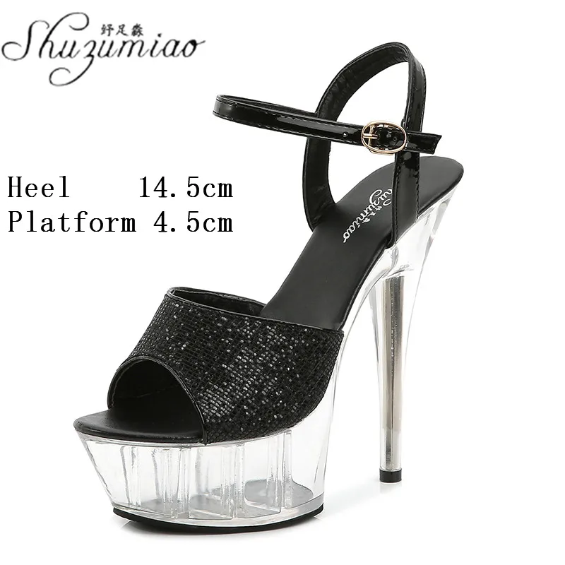 

Model Women Striptease Show Party Club Sexy Clear Crystal Super High Heel Sandals 15CM Transparent Platform Pole Dancing Shoes
