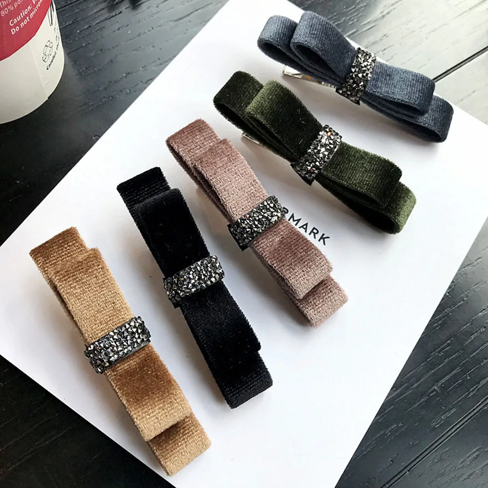 1 шт. бархатный галстук бабочка стразы заколки для волос ручная работа зажим