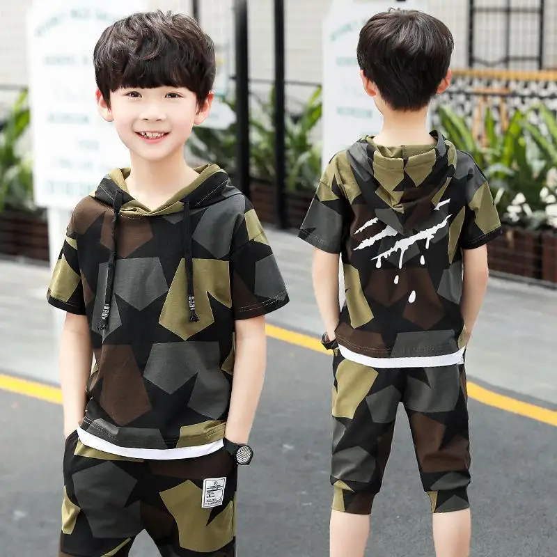 Комплекты летней детской одежды для мальчиков спортивный костюм 6 8 10 12 14 лет