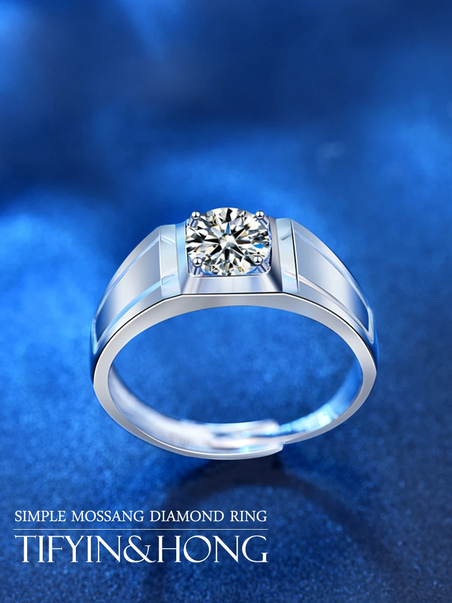 

2021 popular bilateral inlaid square men's 4-claw ring solid color romantic kramosan stone ring postage free Sterling Silver 925