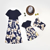 2021 fashion floral family matching outfits mother daughter dresses women girl casual summer dress mom baby kids party clothes