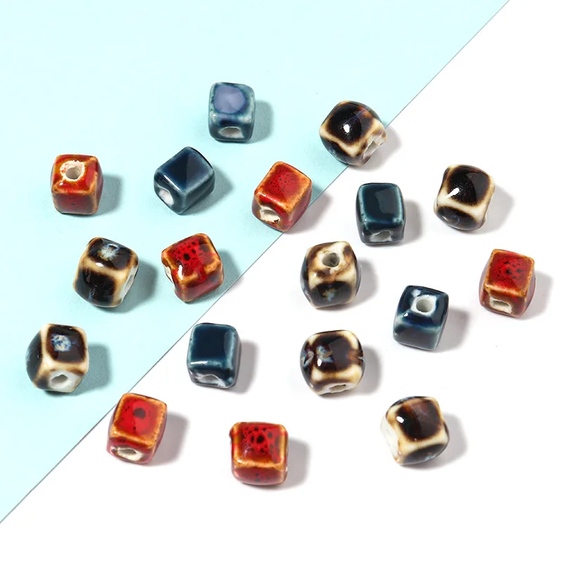 

20Pcs/Lot 8mm Square Shape Ceramic Beads Bracelets Necklace Spacer Beads Loose Beads For DIY Jewelry Woven Bracelet Making