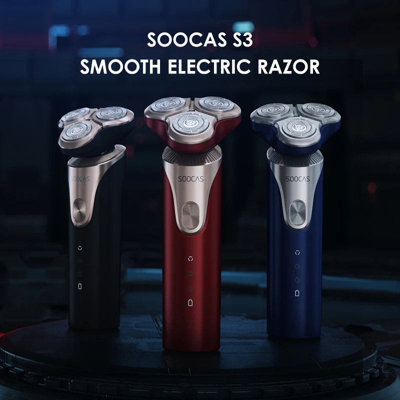 Электробритва SOOCAS S3 Мужская водонепроницаемая электробритва с 3 головками для