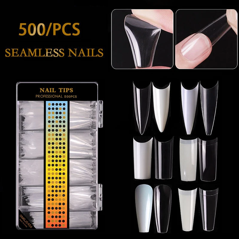 

500 шт./корт. Искусственные ногти с полным покрытием цветные ногти акриловые прозрачные капсулы для ногтей накладные ногти для французского ...