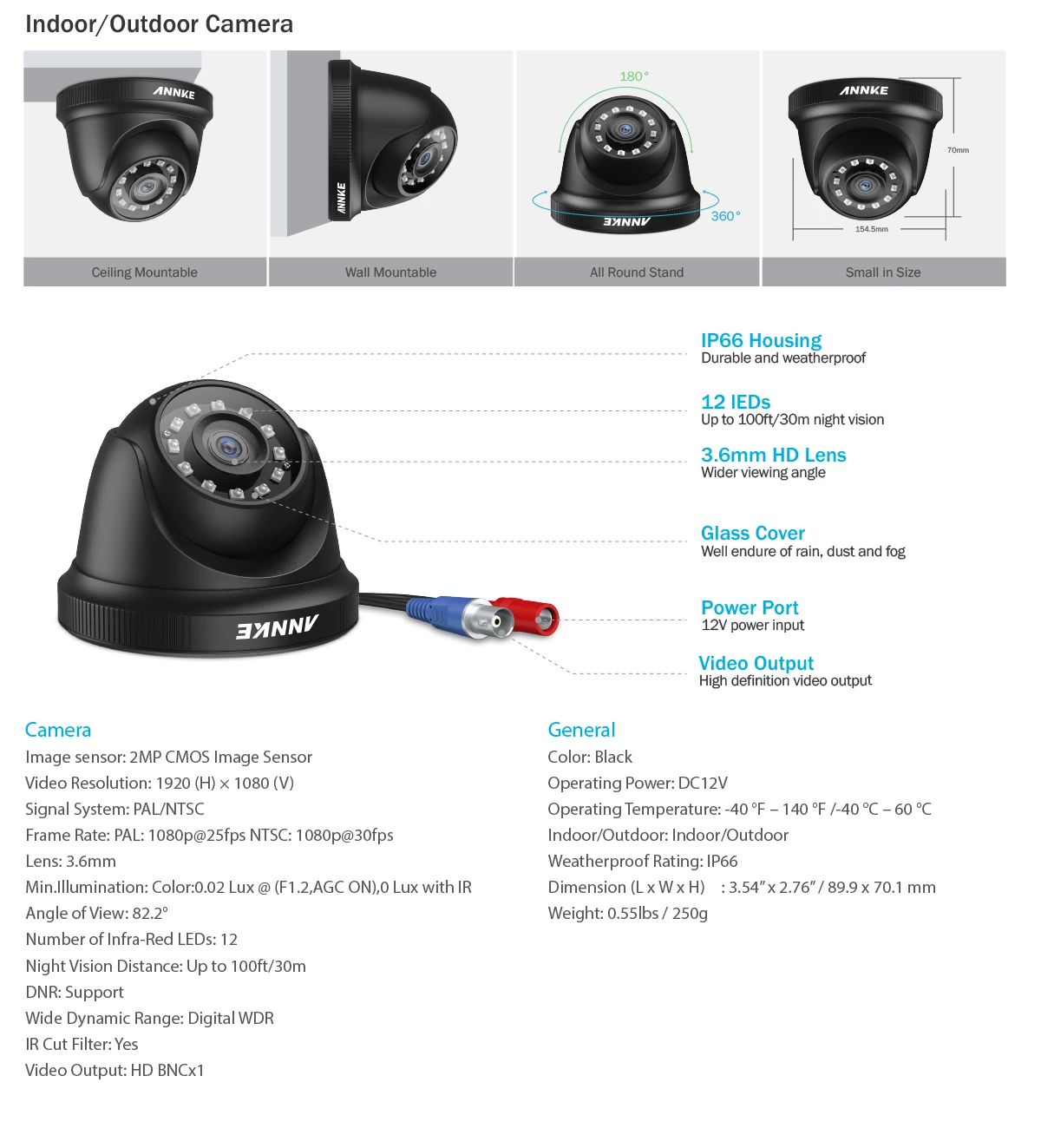 ANNKE 1080P 16CH CCTV камера DVR система 16 шт Водонепроницаемая 2.0MP HD-TVI купольная камера s домашний комплект видеонаблюдения Обнаружение движения