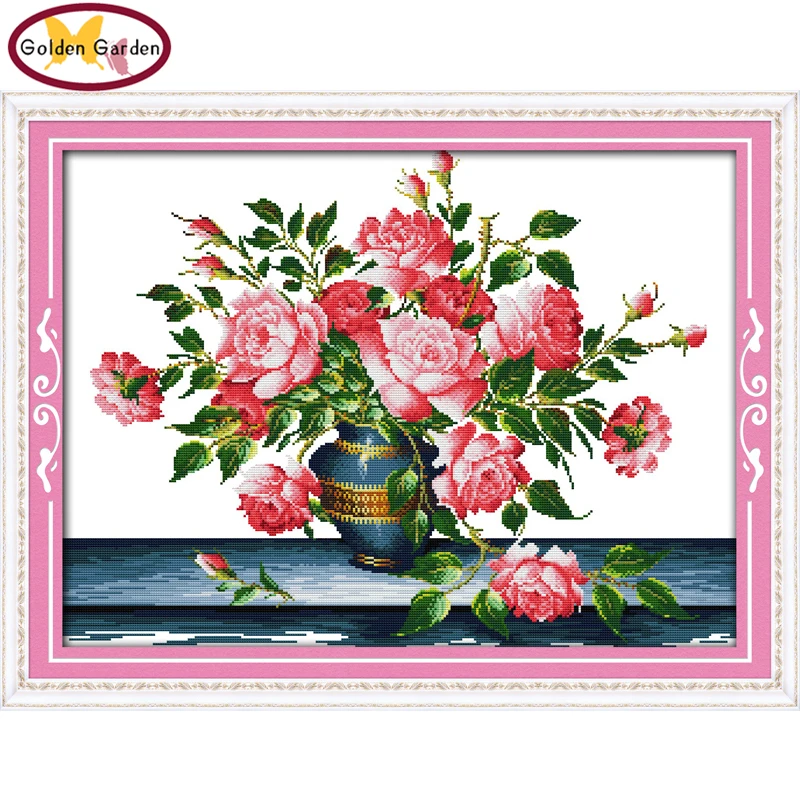 

Наборы для вышивки крестиком GG Rich Rose Joy Sunday, рукоделие, цветы ручной работы, счетные узоры для домашнего декора