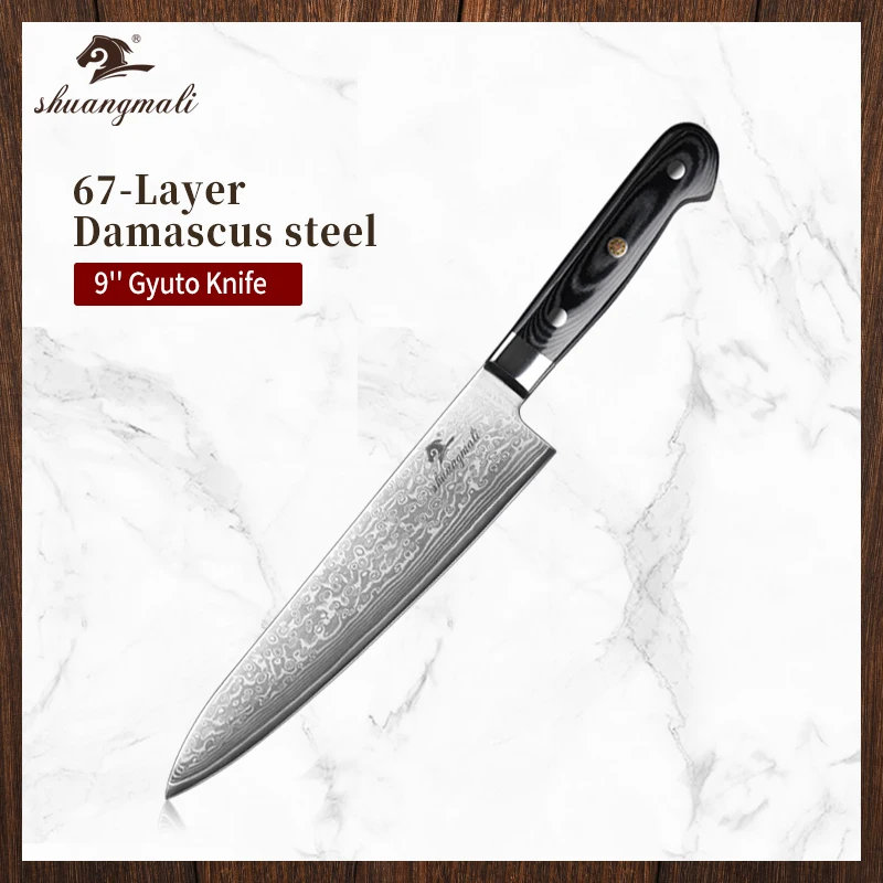 9 дюймов Мясник шеф повар Gyuto нож VG10 Дамасская сталь кухонный Кливер Ножи острый