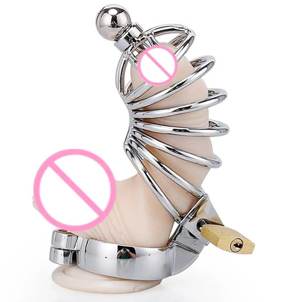 

OLO Stainless Steel Stealth Lock Male Chastity Device with Urethral Catheter Cock Cage Virginity Belt Penis Ring
