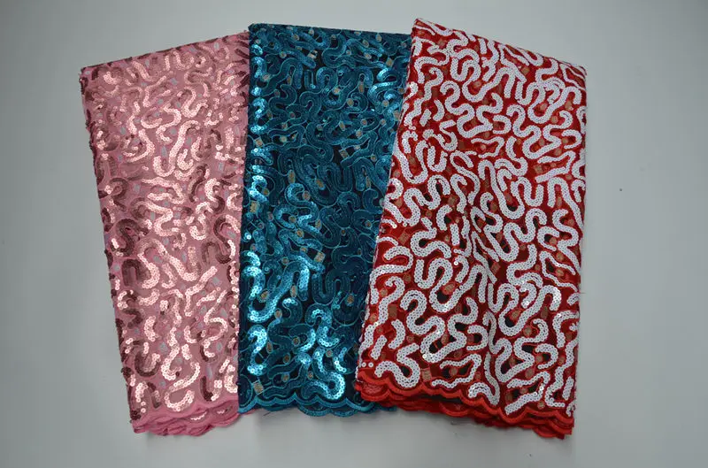 

African Organza High Quality Lace Fabric Nigerian Organza Lace Fabric French Net Tulle Lace Fabric with Sequins Lace For Dress