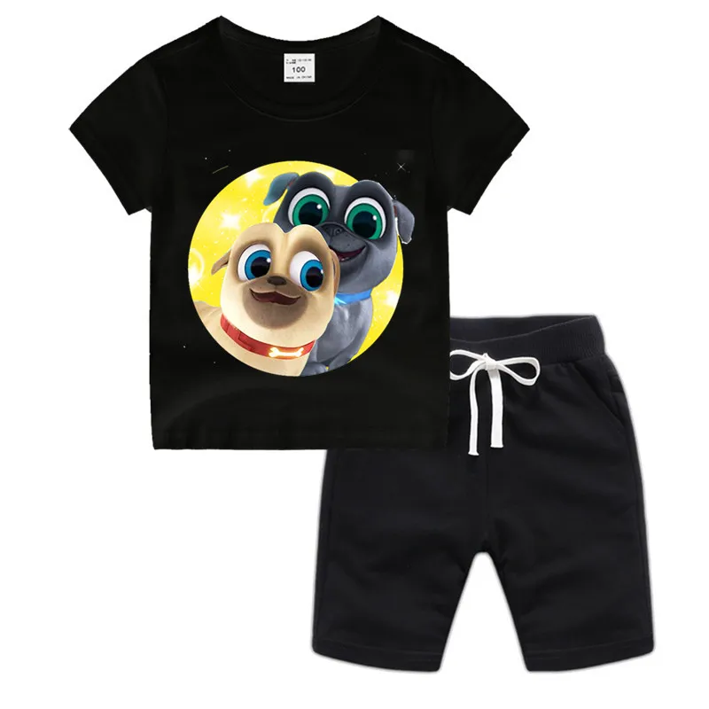 Хлопковая футболка с изображением щенка из аниме для маленьких мальчиков и