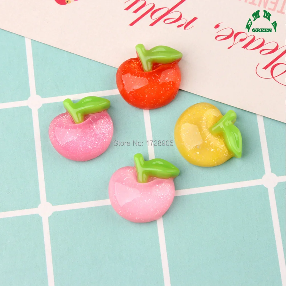 Слайм очаровательные бусины милое желе Яблоко Фрукты Смола Кабошон Kawaii с плоским