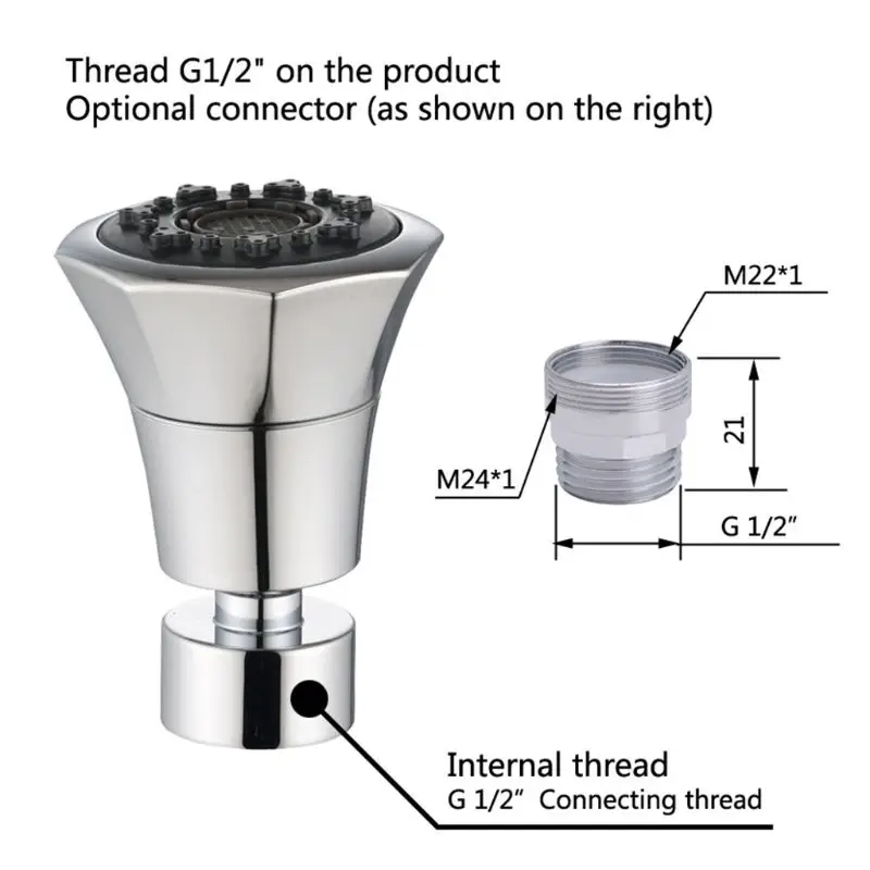 

360 Degree Rotation Kitchen Faucet Bubbler Bathroom Shower Filter Nozzle Bubbling Water Saver