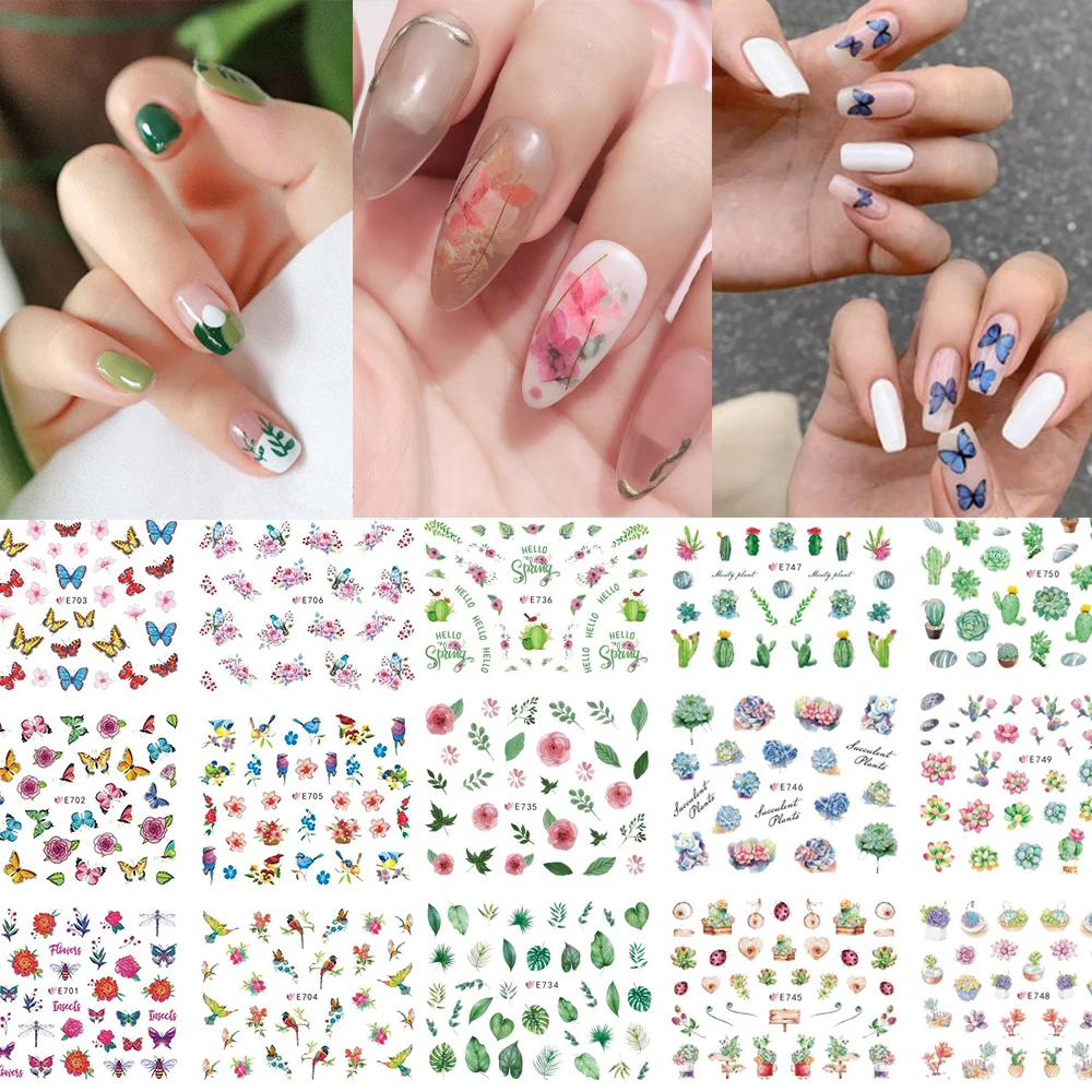 11 видов конструкций смешанные наклейки для ногтей комплект с рисунком бабочек и