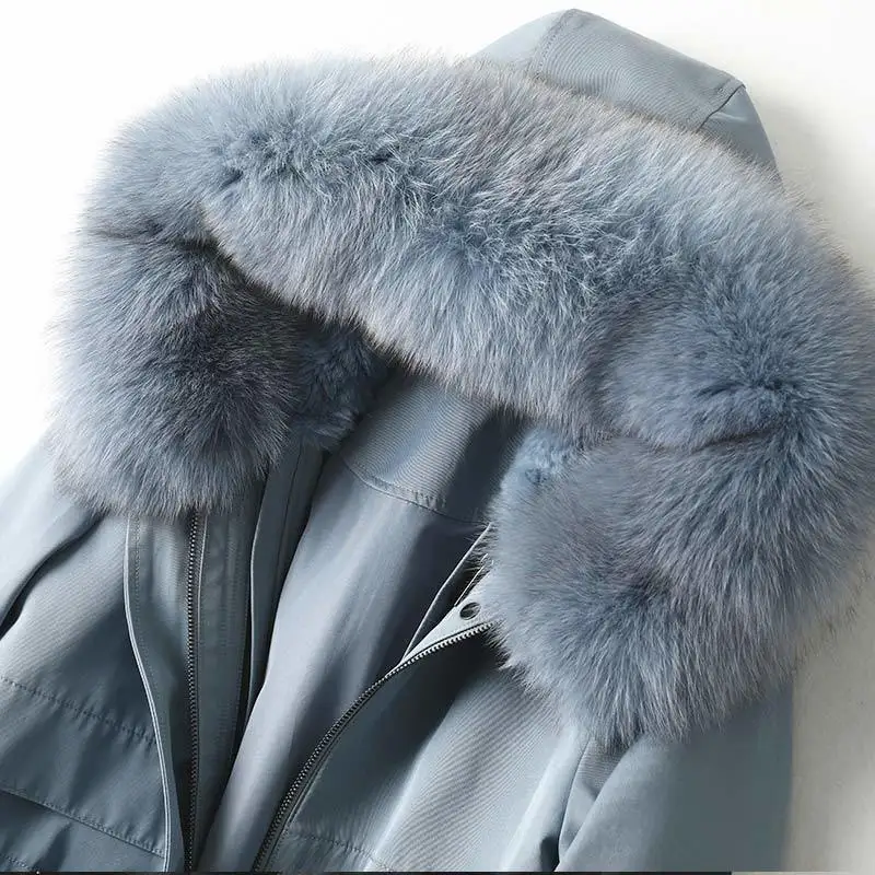 Женское пальто из натурального кроличьего меха подкладка зимняя куртка с