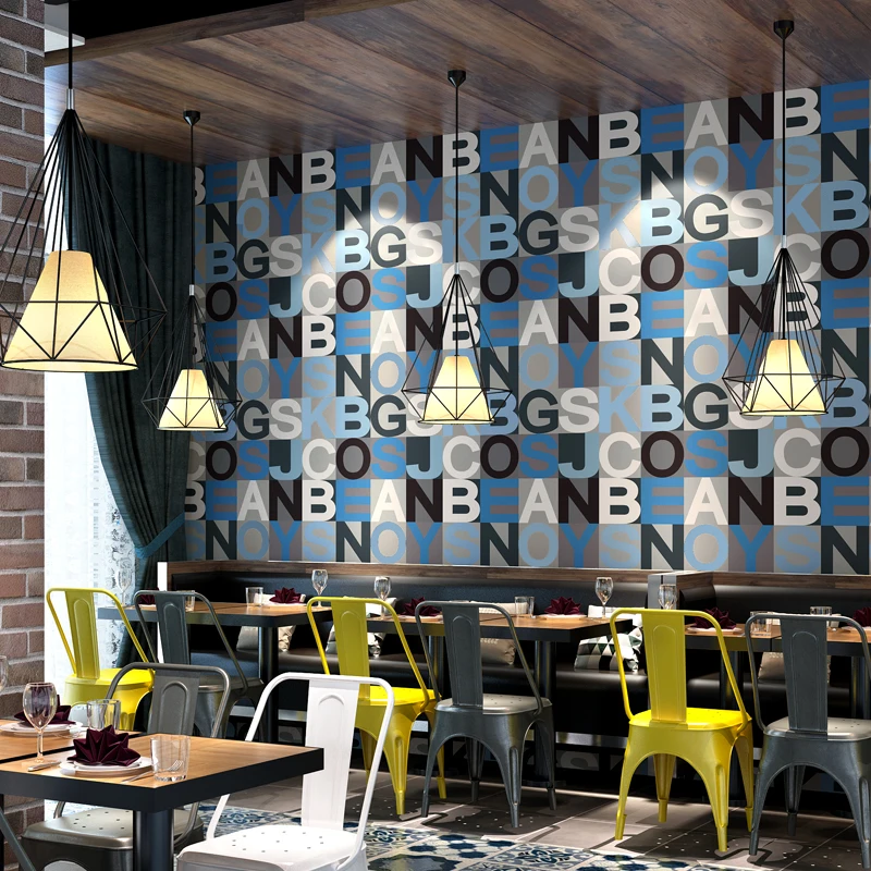 

Chinese style English alphabet pattern barber shop restaurant bar industrial wind clothing store KTV shop background wallpaper