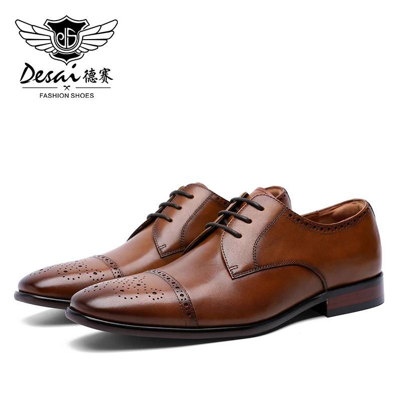Мужские туфли Броги из натуральной воловьей кожи Desai повседневная Свадебная