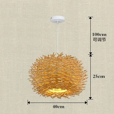 dia40cm wood color Ручной работы птица подвеска гнездо свет Плетеный Деревянный Отель Ресторан столовая кафе бар скандинавский ротанга люстра модерн подвесная подвеска - Цвет корпуса: dia40cm wood color
