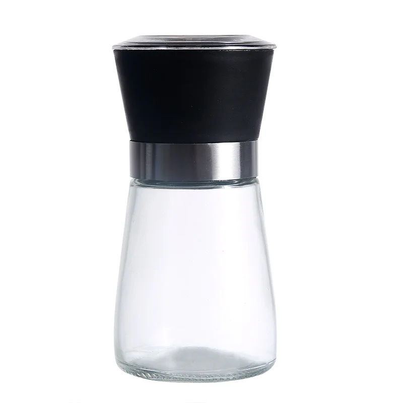 

Kitchen pepper grinder glass seasoning bottle Stainless steel coarse salt fine salt grinder pepper seasoning glass bottle