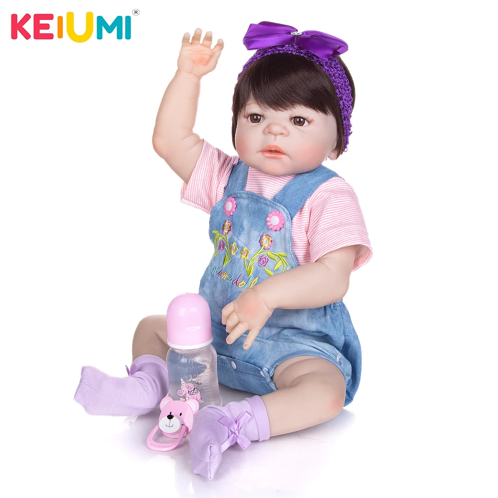 KEIUMI 23 Baby Reborn Silicone Babies Doll Full Vinyl Body Handmade Realistic Newborn For Girl Festival Gifts Playmate ToyS | Игрушки и