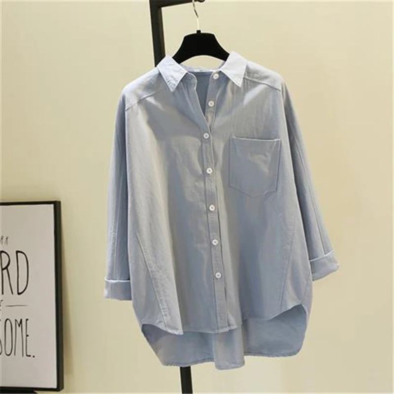 

Korean Solid Color Blouses Single Breasted Lapel Pocket Design Shirts Basic High Quality Clothing Women Pink Elegant Casual Tops