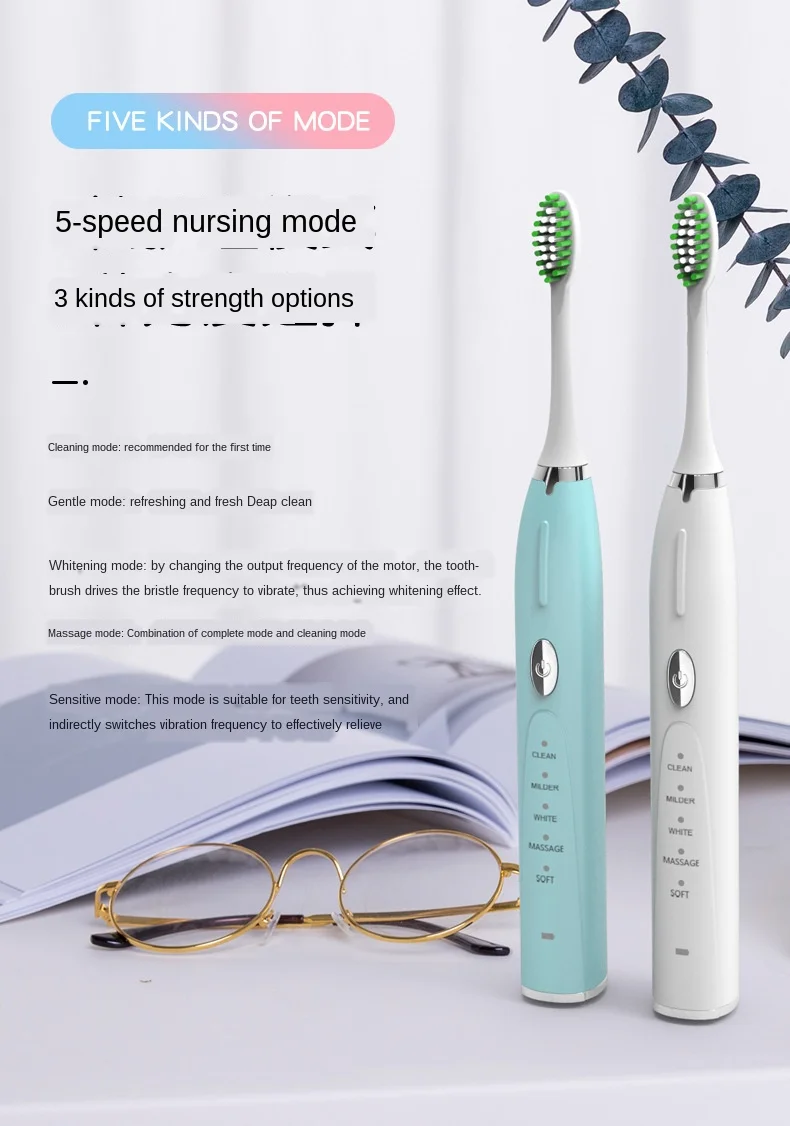 

New Toothbrush Whitening Adult Couple Rechargeable Magnetic Electric Toothbrush Sonic Fur
