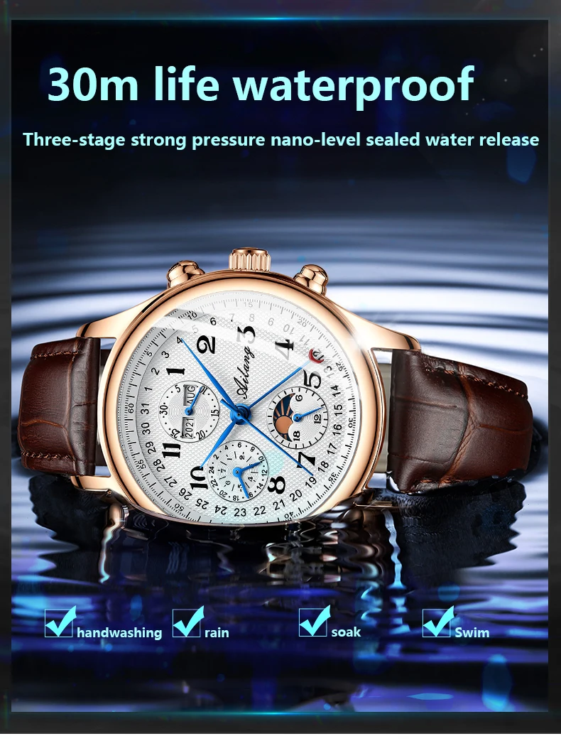 AILANG Watch Men's Automatic Mechanical Watch New Multifunction Watch Lightweight Waterproof Luxury Men's Watch enlarge