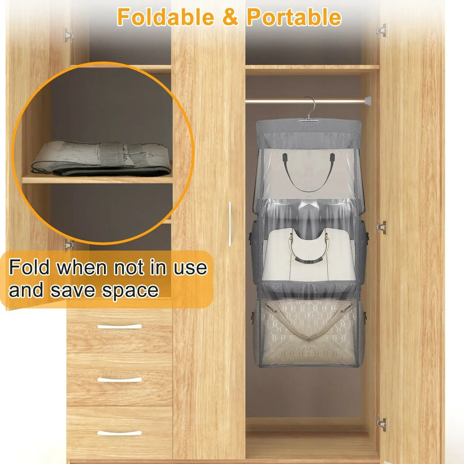 Органайзер для сумок с 6 карманами прозрачная подвесная сумка гардероба чулана