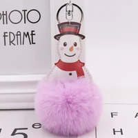 2020 wholesale new red scarf snowman plush keychain pu leather christmas snowman fur ball bag pendant gift wholesale
