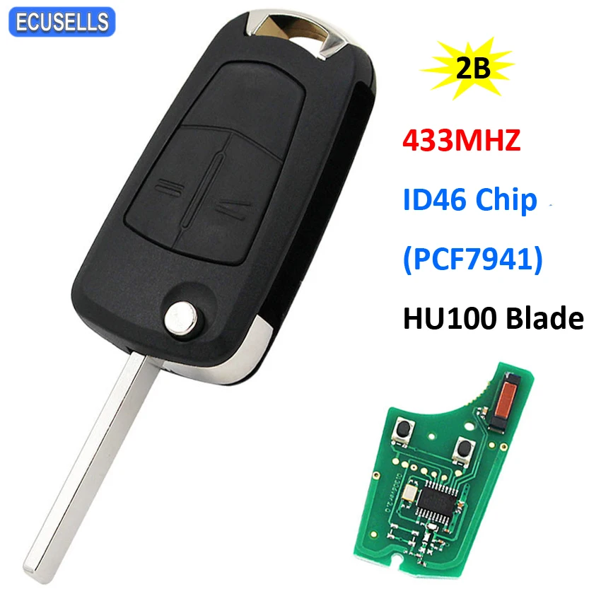 2 кнопки дистанционного ключа автомобиля 433 МГц ID46 PCF7941 чип для Opel Vauxhall Astra H 2004 2009