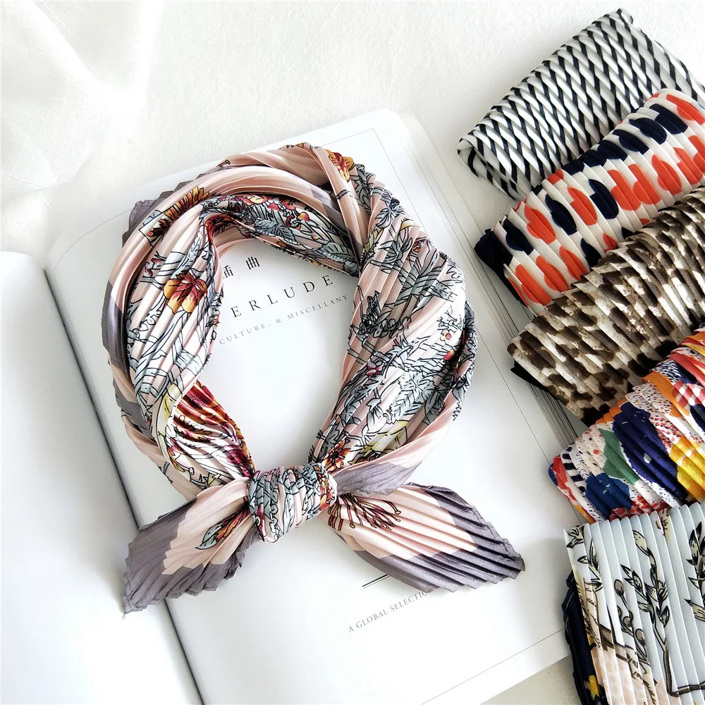 Шелковый шарф 50*50 см небольшой квадратный модный атласный шейный платок с