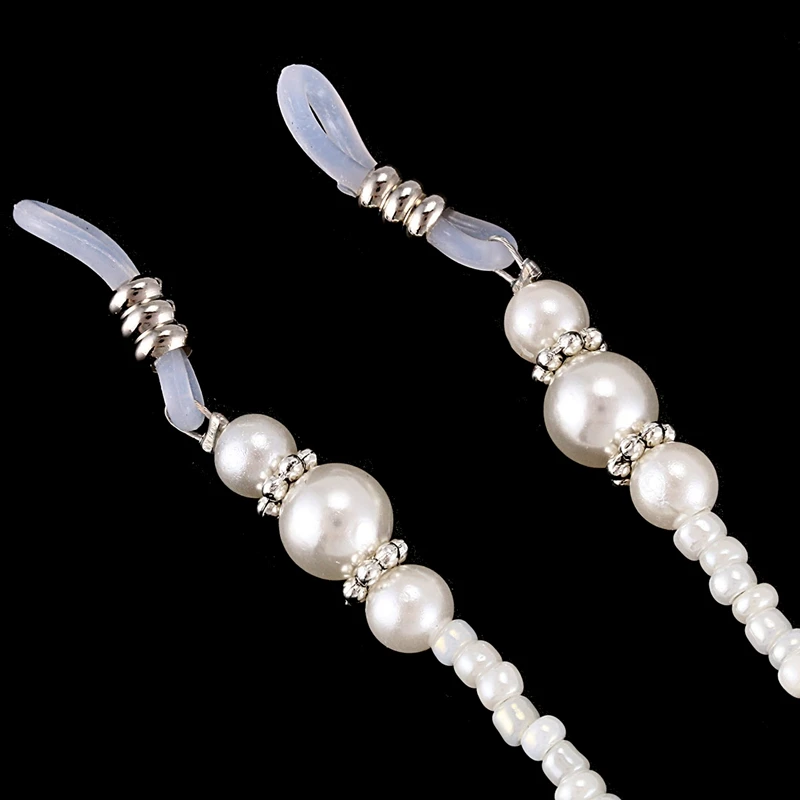 

1x White Pearl Beaded Sunglass Eyeglasses Reading Glasses Chain Cord Holder