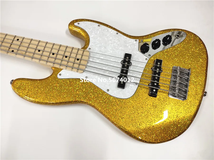 

Высокое качество наследие классический модифицированная версия 5 струн для электрической бас-гитары золото большие частицы цвета Бесплатн...