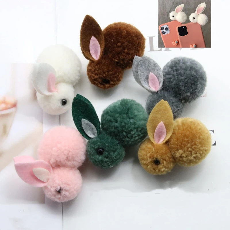 5 шт. милый пушистый кролик кукла DIY декоративные принадлежности телефона чехол