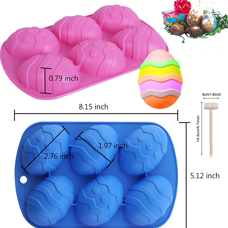 

Household 3D Silicone 6 Cavity Pan Ice Maker Mould Solid Color Simple Baking Cake Mold Egg Shaped Chocolate Cookie Baking