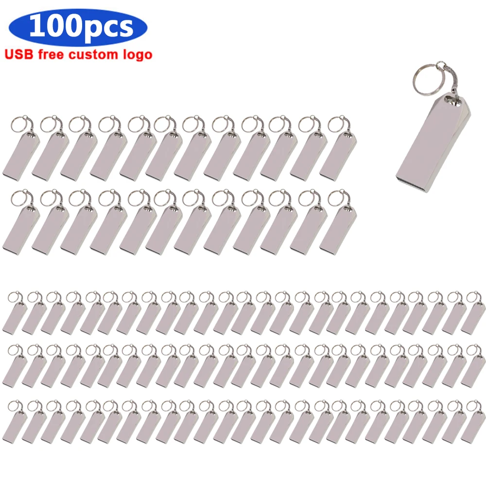 

mini metal 100pcs free logo USB Flash Drive usb 4GB 8GB 16GB 32GB 64GB 128GB Pen Drive USB Memory Stick pendriver with Keychain