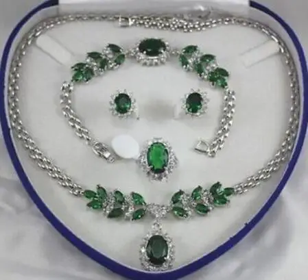

Plated Inlay Blue crystal Necklace Bracelet Ring Earring set
