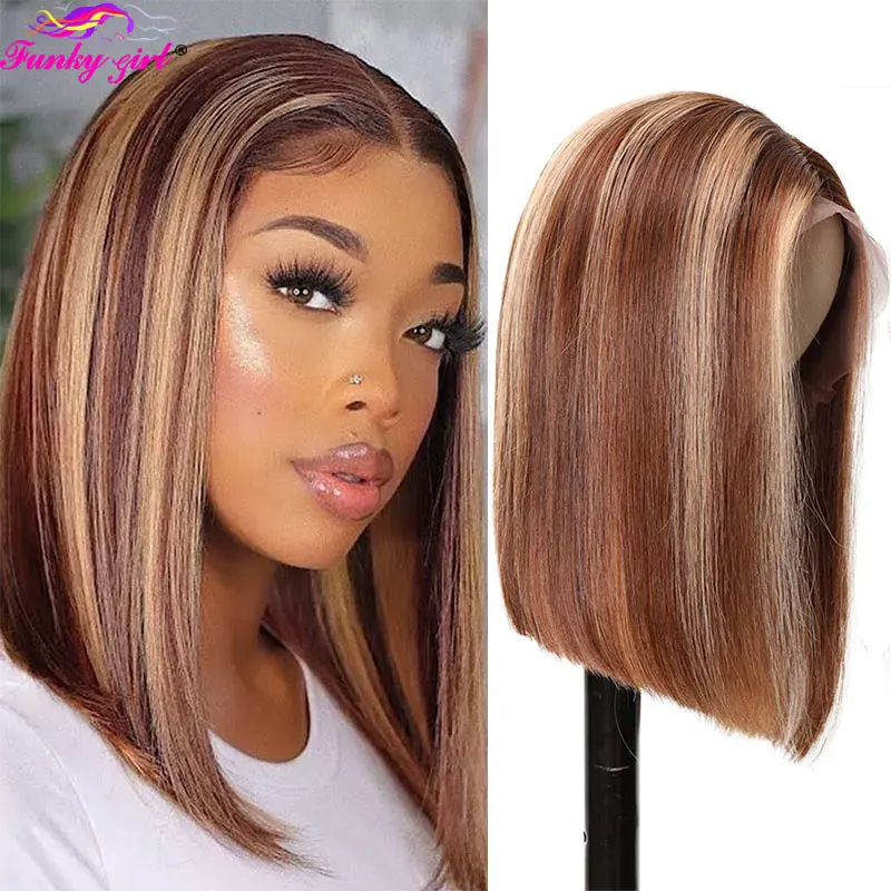 

Highlight Bob Human Hair Wig 1B/30 Omber Transparent Lace Part Wigs Brazilian Remy Human Hair Omber T Part Lace Wigs