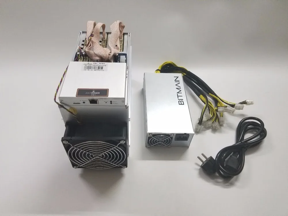 Б/у AntMiner T9 10,5 T ASIC Майнер для биткойнов BCH Miner 16nm BTC Mining machine 10500G с PSU(источник питания BITMAIN