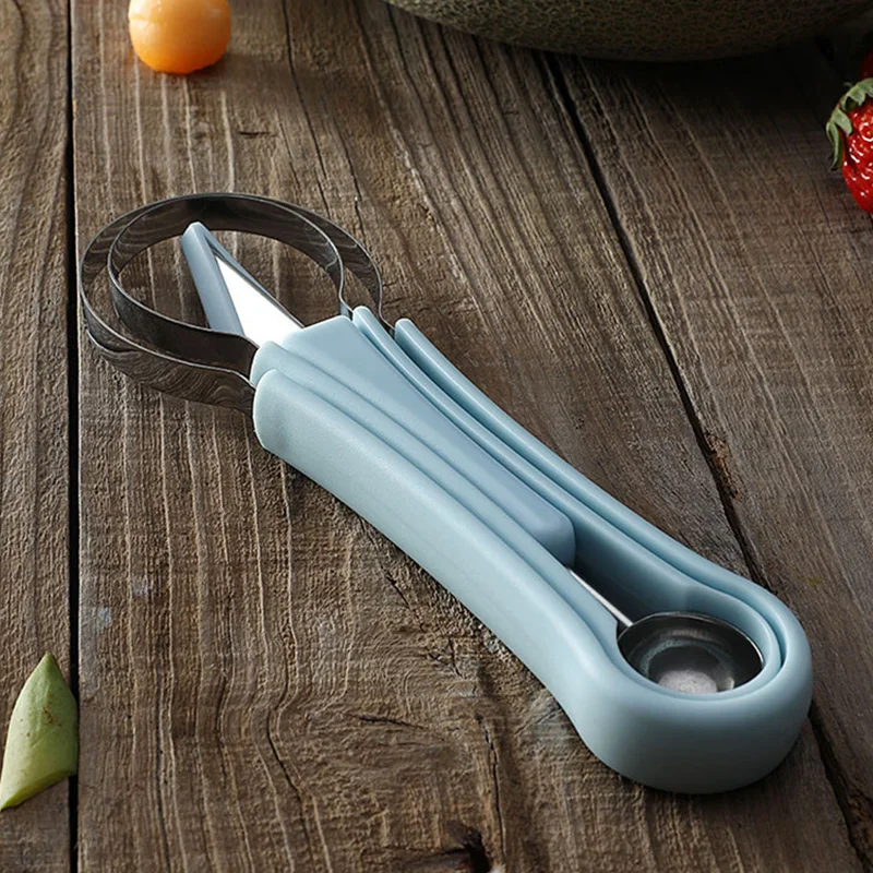 

Multifunction 3 In1 Fruit Ball Carving Knife Kiwi Fruit Scoop Melon Digger Fruit Jar Mashed Potato Baller Ice Cream Tool
