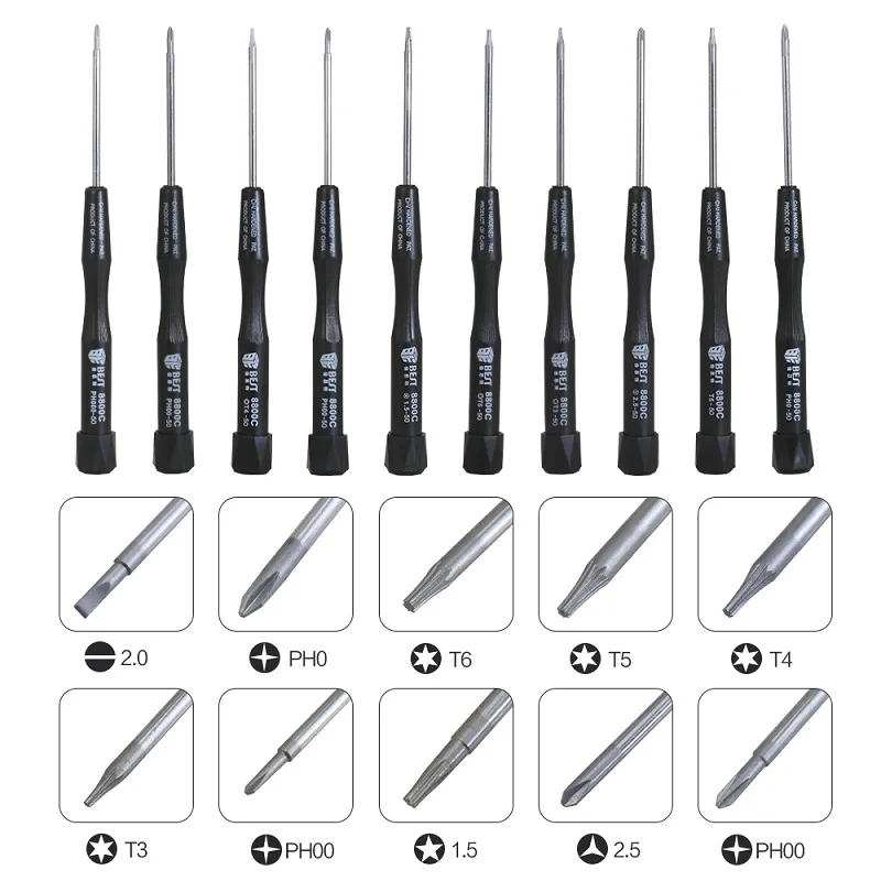 Bst 8800C Набор прецизионных отверток 10 в 1 Прецизионная Крестовая головка Phillips Torx